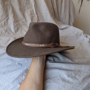 Brown/green Scala Western Hat Felt size 7/ Med